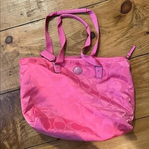 Coach Pink Women's Tote Bag with inside button on mini bag attachment shoulder
